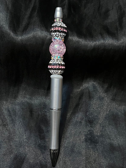 Silver Bling Beaded Pen with Black Ink